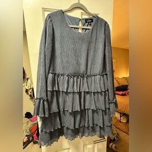 Dusty Blue Ruffle Dress - XL